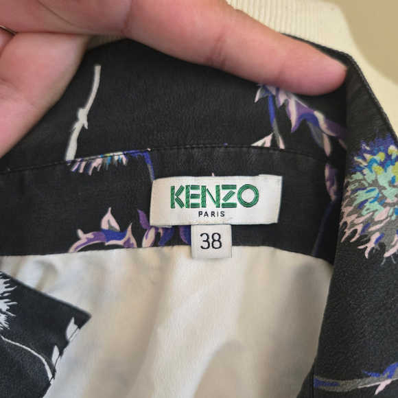 Kenzo Paris / dandelion print silk flutter sleeve Floral button up EU 38 US 6 - Picture 9 of 9